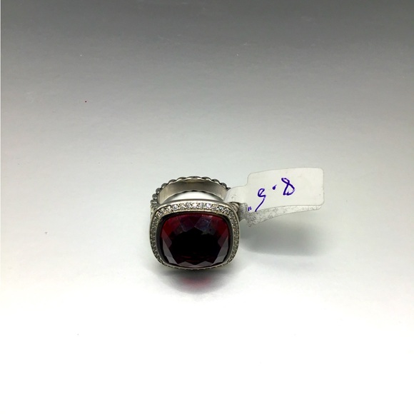 Gorgeous David Yurman Rich Red Garnet Ring w Diamonds! SZ  8.5” - Picture 8 of 10